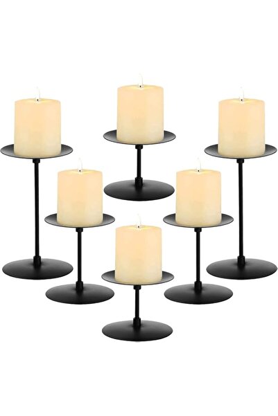 Generic 6 PCS Black Candle Holders,Minimalism Modern Iron Candle Sticks Holde...