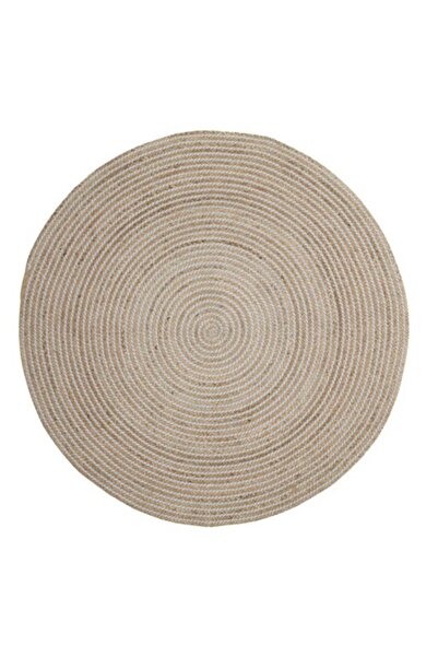 Davida Dreams Round rug, braids, jute and cotton, natural beige with gray, diameter 120 cm