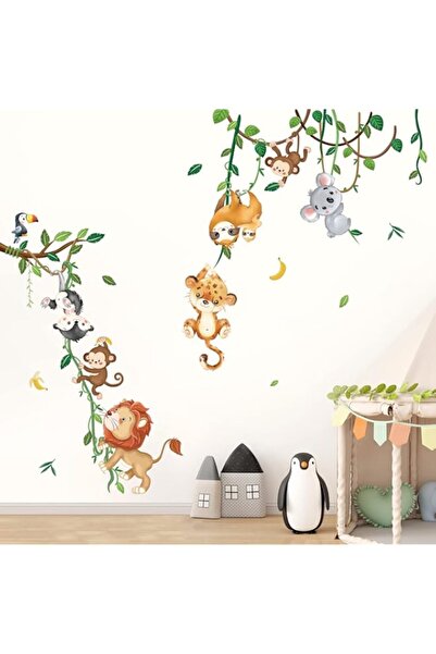 Generic Brand decalmile Jungle Animals Climbing Tree Wall Decals Monkey Lion ...