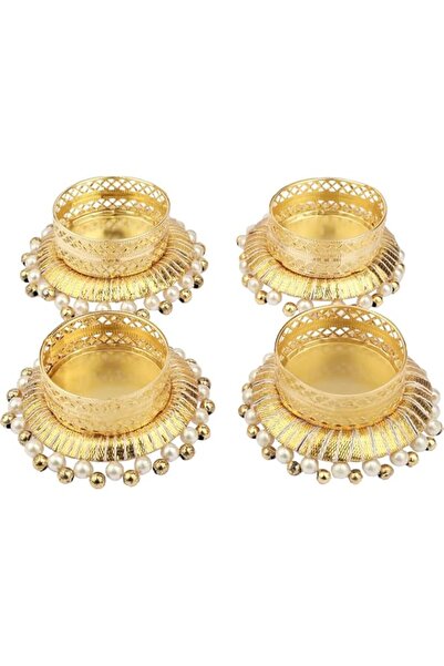 Generic Brand Set of 4 Pearl Moti Design T Light Holder Candle Stand Tealight...