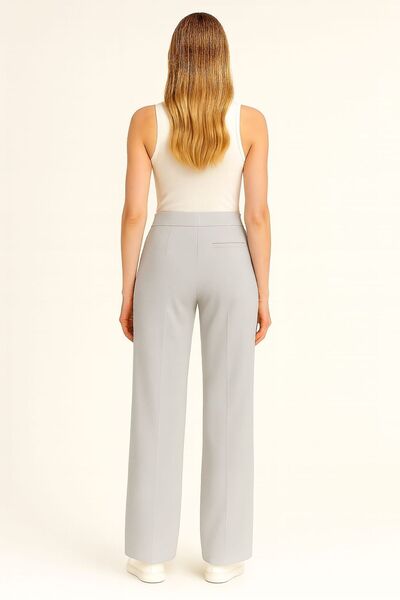 enmodaiçgiyim Promotion Price Gray Women's High Waist Lycra Velcro Closure Palazzo Wide Leg Pants