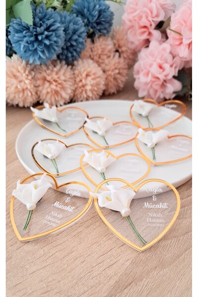 DECORA HOBİ Gala Çiçekli Magnet Şeffaf Pleksi Kalp Söz Nişan, Nikah, Kına Hed...
