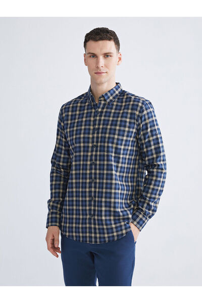 LC Waikiki Sparkling Selections from Shining Store |   Regular Fit Long Sleeve Plaid Gabardine Men's Shirt