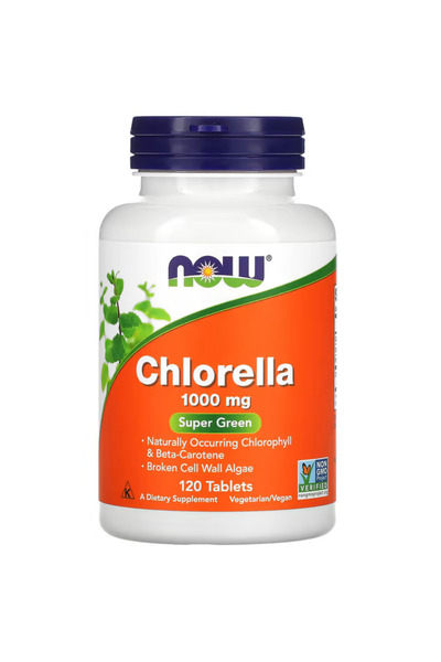 Now Foods Supplements, Chlorella 1000 mg - naturally occurring Chlorophyll Beta-Carotene Carotenoids 120 Tab