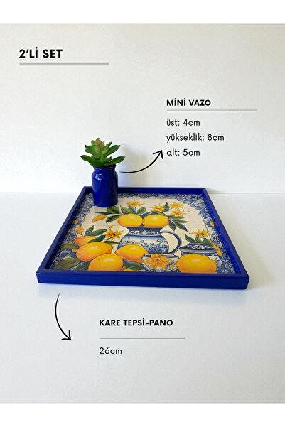 unique florya Σετ Αρμονίας Μπλε Κύματος – Στρογγυλός Δίσκος, 4 Σουβέρ & Μίνι ...