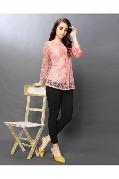 iza Classy Peach Coloured Net Russell Net Tops