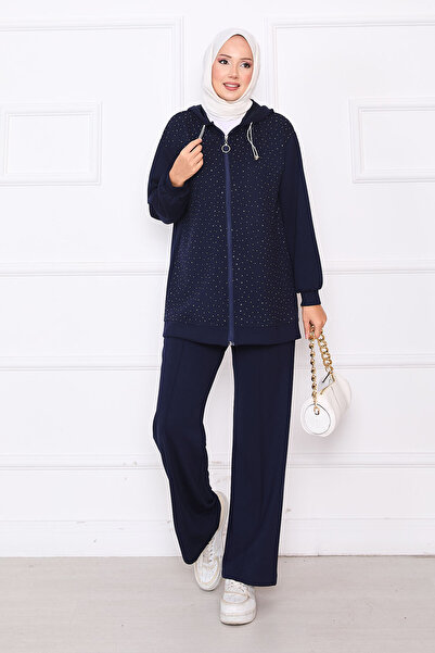 EBRUTESETTÜR Serpme Taşlı Fermuarlı yumuşak İkili Takım