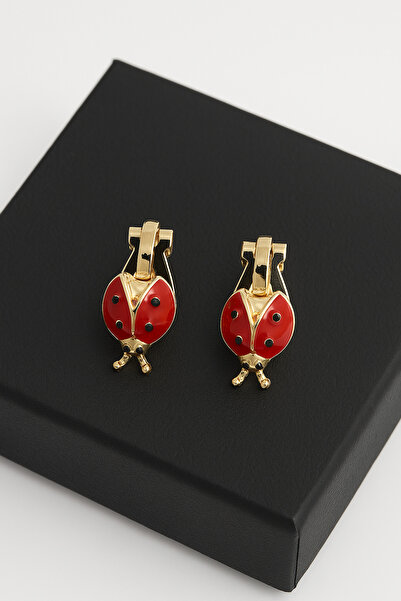 NUVESSA DELİKSİZ KÜPE KULAĞI DELİK OLMAYAN ÇOCUKLAR İÇİN UĞUR BÖCEĞİ TASARIMLI KLİPSLİ ÇOCUK KÜPESİ