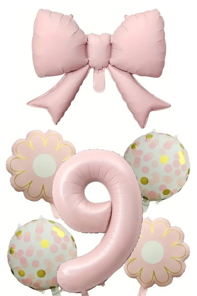 DÜVENCİ TİCARET pembe fiyonk ayçiçeği folyo balon set doğum günü konsepti