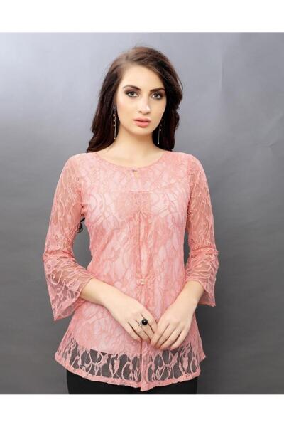 iza Classy Peach Coloured Net Russell Net Tops