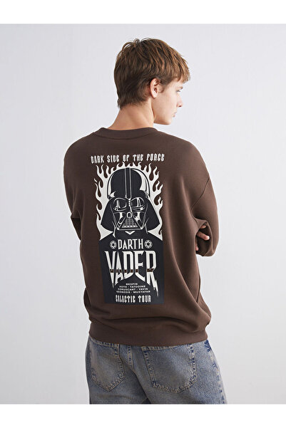 LC Waikiki Kahverengi Bisiklet Yaka Uzun Kollu Star Wars Baskılı Erkek Sweats...