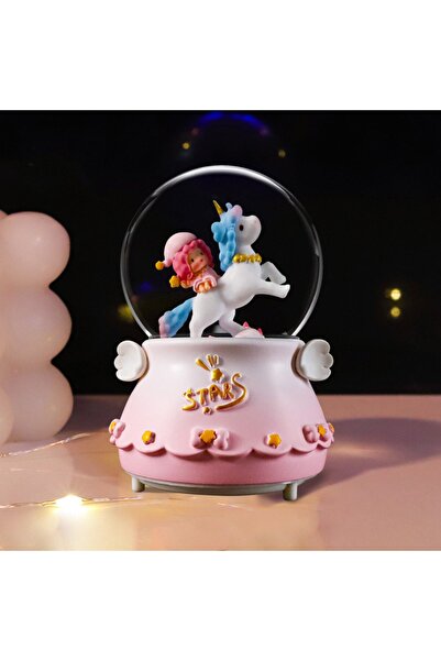 nesever store Unicorn Büyük Boy Kar Küresi Işıklı, Müzikli, Püskürtmeli Küre
