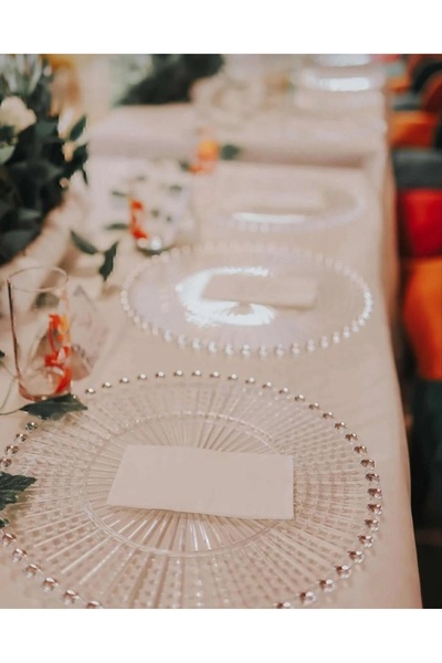 Alenked Home Beaded Serving Tray Plastic 34 cm / 6 Pieces