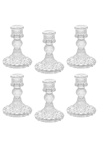Generic Brand ALANX 6Pcs Candlestick Holders Clear Glass Taper Candle Holders...