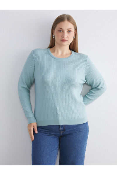 LC Waikiki Блестящи селекции от Shining Store | Дамски плетен пуловер с мотив и велосипедна деколте