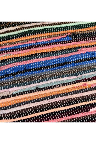 Davida Dreams Cross-stitch rug, woven cotton rags, rustic, colorful stripes, 120 x 150 cm