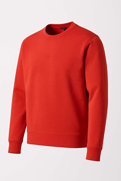 trender O Neck 3 Thread Ribbed Red Men's Sweatshirt 5012