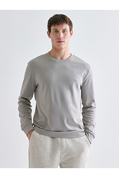 LC Waikiki Gray Crew Neck Long Sleeve Men's Sweatshirt
