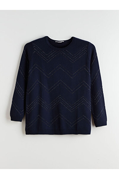 LC Waikiki Pulover de tricotat pentru femei cu model guler rotund bleumarin