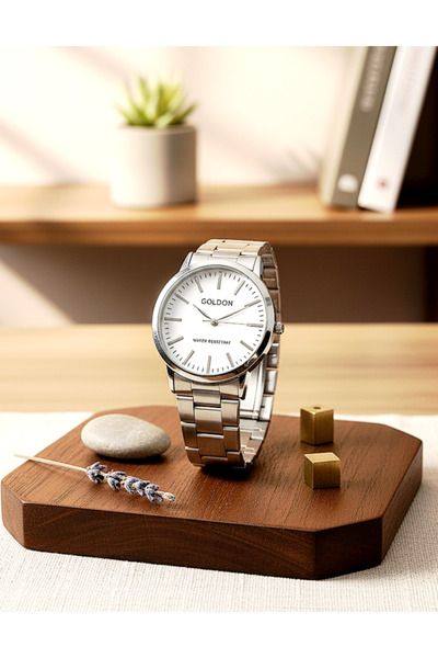 GOLDON çelik kordon çizgili vintage kol saati