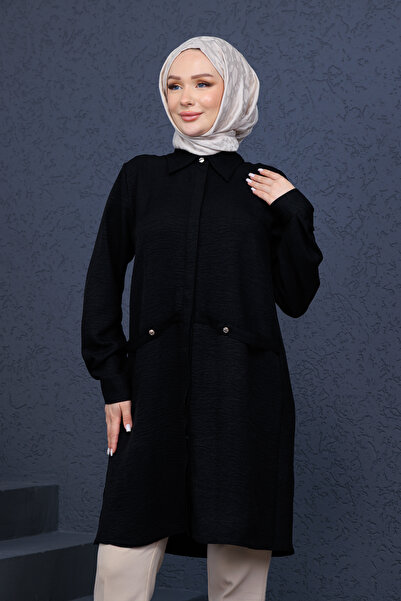 FİDEY Apoletli̇ Keten Tesettür Tuni̇k