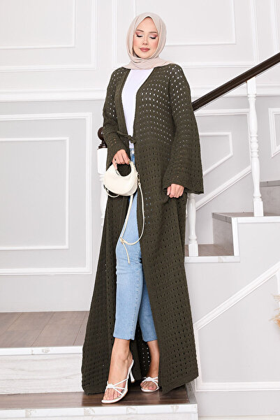 EBRUTESETTÜR Tie Front Knitwear Cardigan with Mesh Detail