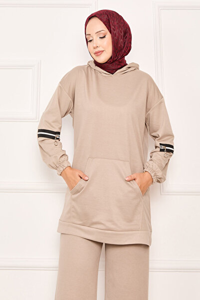 EBRUTESETTÜR Hooded Double Suit with Zipper Detail on the Sleeves
