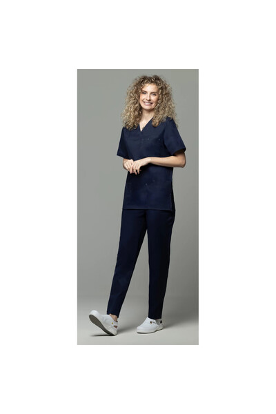 OEM Costum medical FLEXI COTTON STRETCH pentru femei, bleumarin