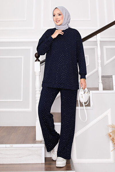 EBRUTESETTÜR Shimmering Crew Neck Two-Piece Set