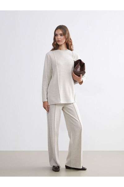 LC Waikiki Beige Wide Leg Women's Sweatpants with Elastic Waist