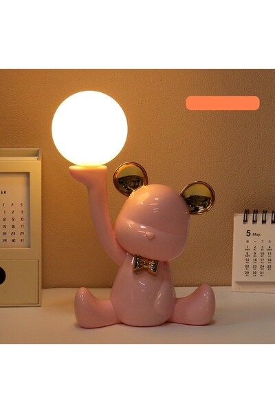 nesever store Ay Tutan Ayıcık Gece Lambası, Pembe, 19x15