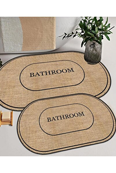 Home Su emici Kaymaz tabanlı 2li banyo paspas takımı sünger dolgulu yumuşak d...