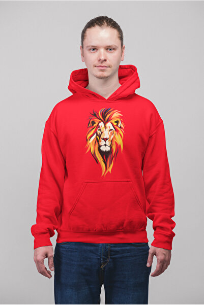 MG سترة رياضية رجالية بقلنسوة مطبوعة بطبعة الأسد، مصنوعة من القطن بأكمام طويل...