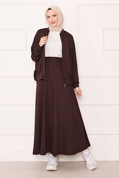 EBRUTESETTÜR Zippered Bomber Jacket Skirt Set