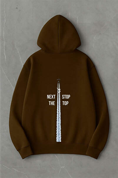 LORVEX Next Stop The Top Sırt Baskı Oversize Erkek Swea tricou