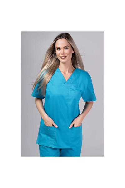 tag Costum medical din bumbac elastic pentru femei, turcoaz