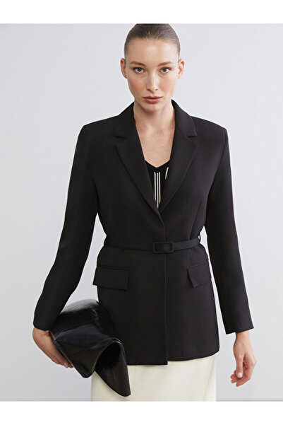 LC Waikiki سترة نسائية سوداء بحزام الخصر