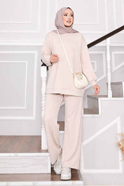 EBRUTESETTÜR Shimmering Crew Neck Two-Piece Set