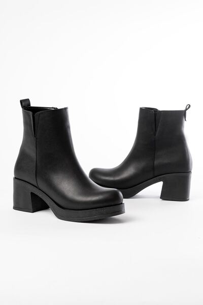 Rainon Store It Will Bring Comfort to Your Style: Black Elastic & Zippered Thick Heeled Casual Women's Boots