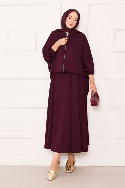 EBRUTESETTÜR Zippered Bomber Jacket Skirt Set