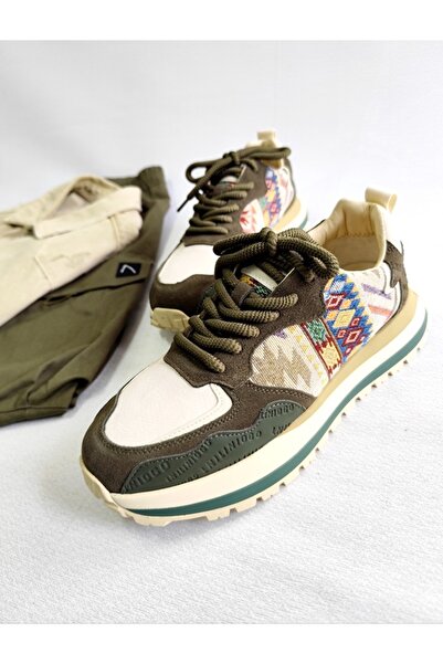 Of&Off Men's Genuine Leather Plaid Detail Shoes