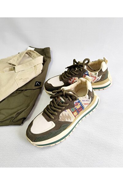 Of&Off Men's Genuine Leather Plaid Detail Shoes