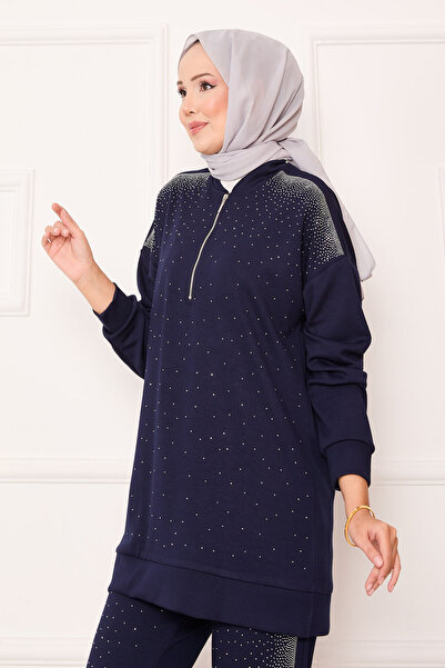 EBRUTESETTÜR Half Zippered Double Suit with Sprinkled Stones