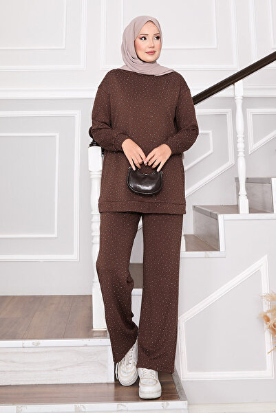 EBRUTESETTÜR Shimmering Crew Neck Two-Piece Set