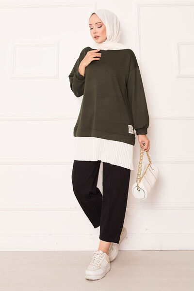 EBRUTESETTÜR Pleated Skirt Paneled Casual Tunic