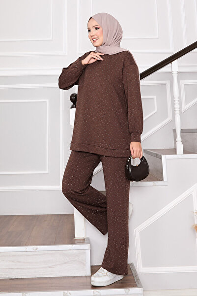 EBRUTESETTÜR Shimmering Crew Neck Two-Piece Set