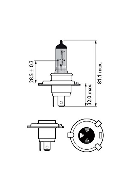 Philips HEADLIGHT BULB H4 60/55W 12V WHITE VISION ULTRA (blister)