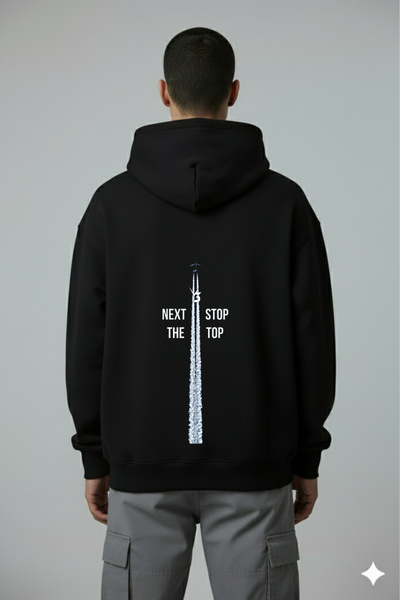 LORVEX Next Stop The Top Sırt Baskı Oversize Erkek Swea tricou