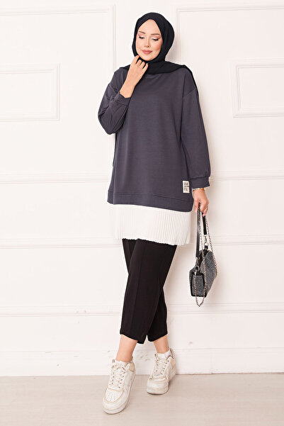 EBRUTESETTÜR Pleated Skirt Paneled Casual Tunic