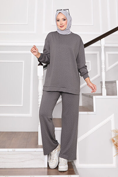 EBRUTESETTÜR Shimmering Crew Neck Two-Piece Set